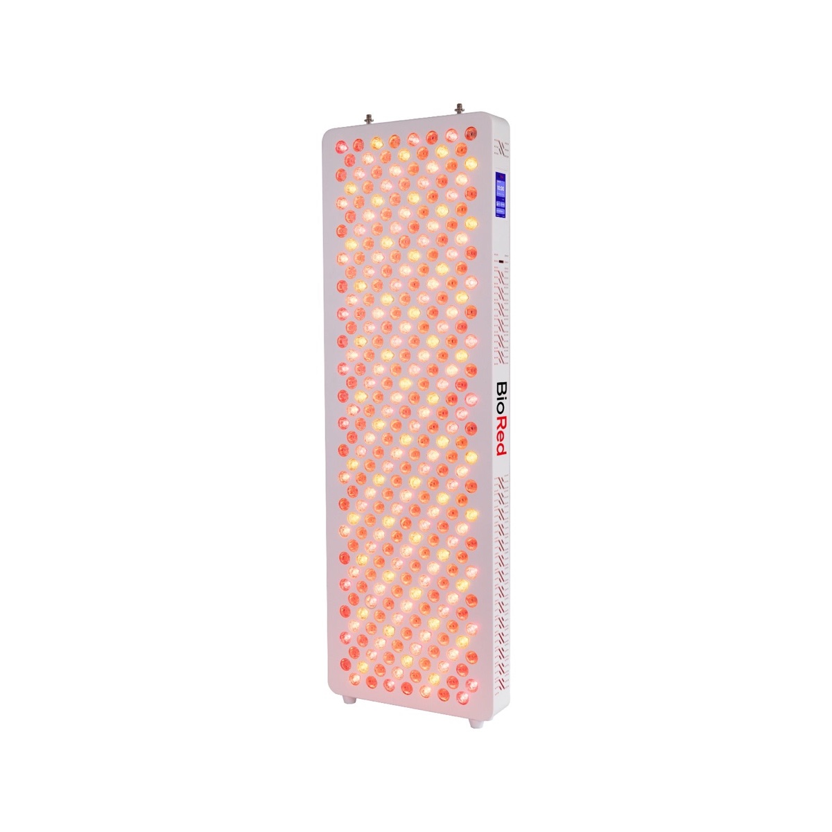 The BioRed Max Panel, a tall red light therapy panel on its rolling stand.